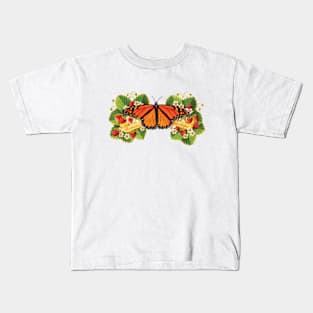 Monarch Butterfly with Strawberries Kids T-Shirt